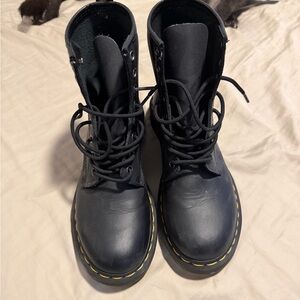 Dr. Martens Black Combat Boots with Yellow Stitching